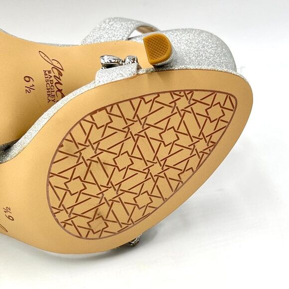 Jewel‎ Badgley Mischka Womens Size 6.5 Jeweled Silver Dress Sandals Heels Shoes - Picture 10 of 12